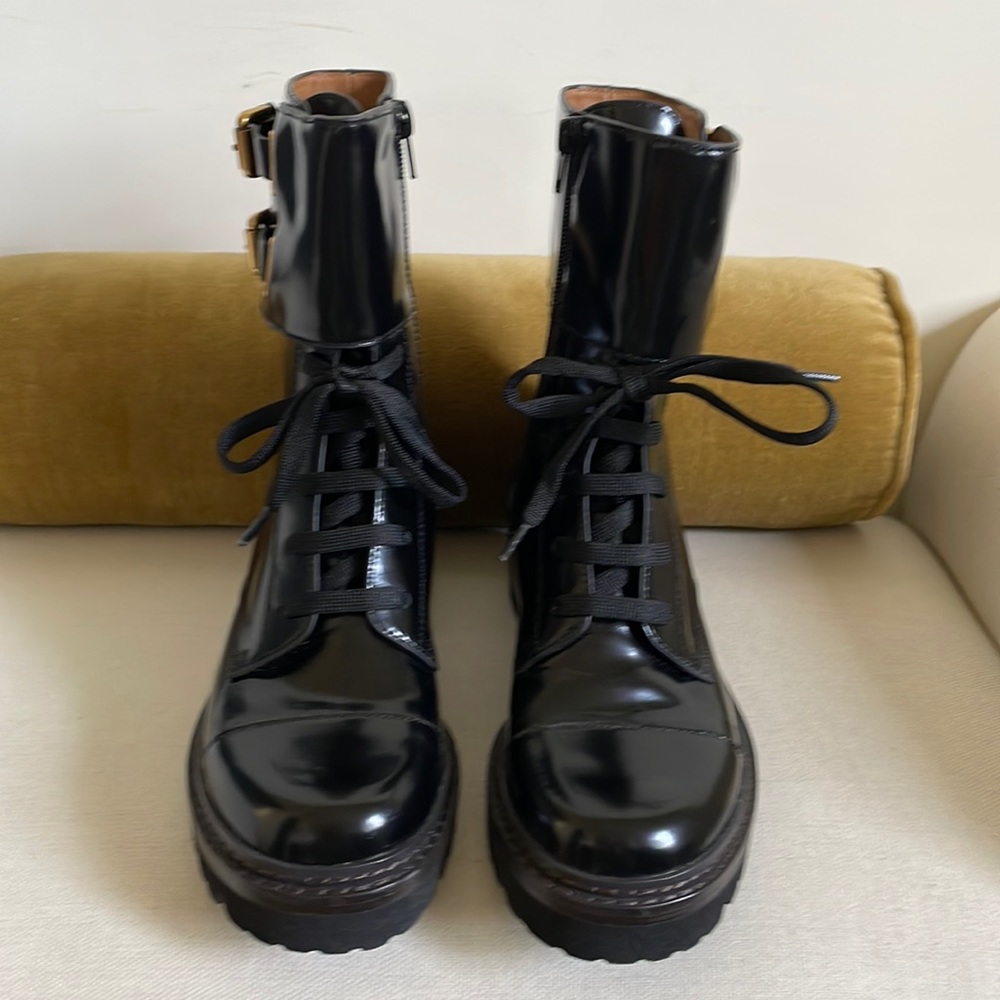 See By Chloe. Mallory Biker Ankle Boot. Black.